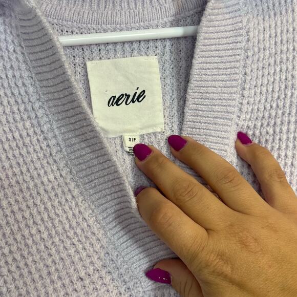 Aerie Lavender Purple Waffle Knit Oversized Sweater Size S - Picture 4 of 6